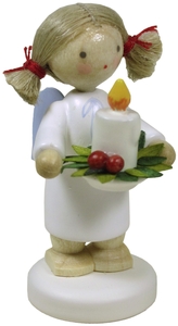 Flade Engel mit Adventskerze, weiß (Flade 61129) Engel mit weißer Adventskerze